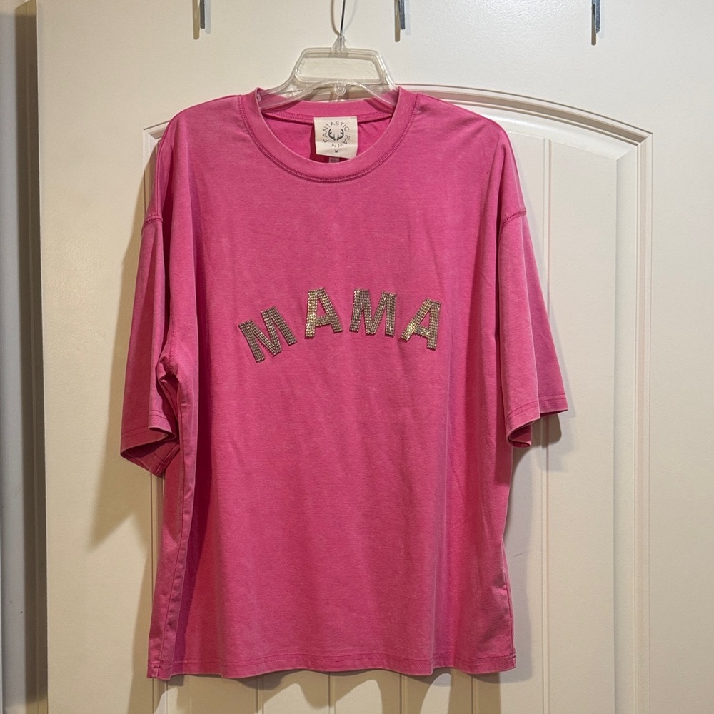 Pink "MAMA" Embellished Tee